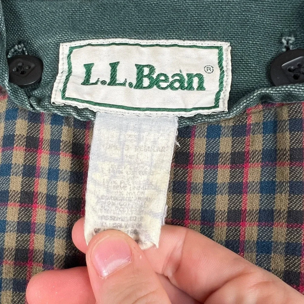 VTG L.L. Bean Jacket Women's Large Green Primaloft Lined Canvas Barn Field Coat - Picture 5 of 10